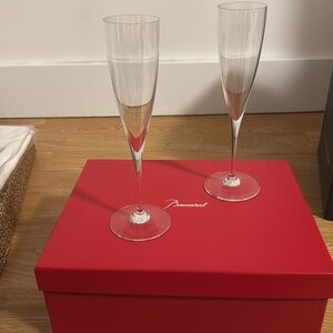 Baccarat crystal champagne flutes (set of 2)- NEW NEVER USED